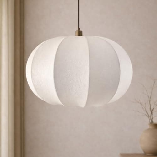 Image of CGC Lighting Indoor Ceiling Lampshade Cloud Dancer White Oval Distressed Silk Large 45cm Width Hanging Floor lamp (White Distressed Silk)