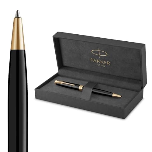 Image of Parker Sonnet Ballpoint Pen | Black Lacquer with Gold Trim | Medium Point Black Ink | Gift Box