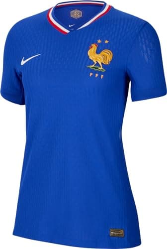 Image of Nike Women's France Damen Dri-fit Advmatch JSY Short-Sleeve Home Top, Bright Blue/University Red/White, M