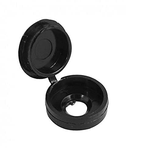 Image of Merriway BH03990 (100 Pcs) Hinged 1-Piece Black Screw Cover Caps for Number 6 and 8 Screw Size - Pack of 100 Pieces