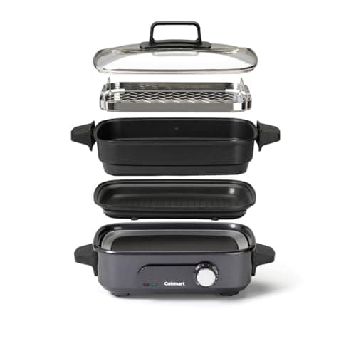 Image of Cuisinart Cooking, 5 in 1 multicooker, grill, fry, steam, simmer and cook, non-stick, midnight gray, GRMC3E