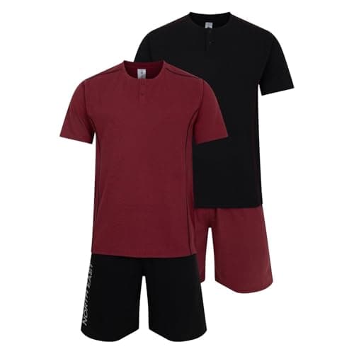 Image of Mens 2 Pack Short Pyjamas Nightwear PJ Sets Twin Pack UK Sizes L XL XXL New (Blk/Bgn XL)