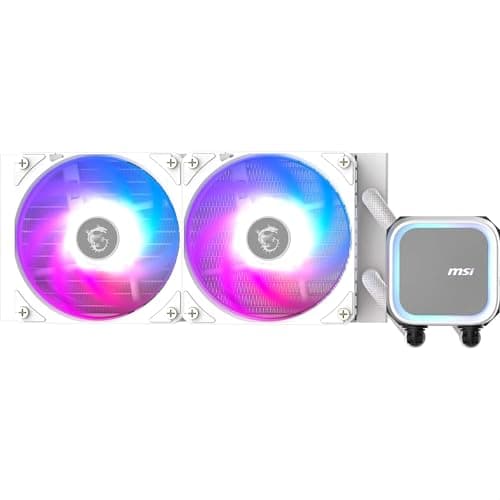 Image of MSI MAG CORELIQUID A13 240 AIO CPU Liquid Cooler - Full CPU Coverage, Improved Water Channel Design, Minimalism Meets Illumination, CycloBlade 7, Split-Flow Radiator, Rifle Bearing Fans