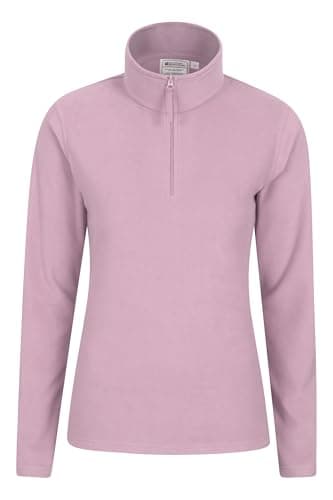 Image of Mountain Warehouse Camber Half Zip Women's Fleece - Lightweight, Warm & Cosy Half Zip Sweatshirt - Best for Spring Summer, Camping, Outdoors, Travelling & Hiking Light Pink (Plain) S