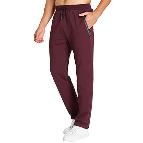 Image of JustSun Tracksuit Bottoms Mens Joggers Slim Fit Jogging Bottoms Sports Trousers Running Gym Sweatpants with Zip Pockets Cotton Red XL