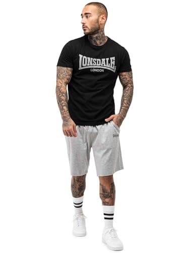 Image of Lonsdale Men's MOY Tracksuit, Black/Marl Grey, XXXL