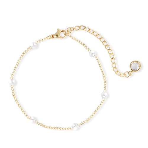 Image of Pearl Bracelet, Elegant and Fashionable Gold Pearl Bracelet Dainty Pearls Beaded Chain for Weddings Birthdays Christmas Valentine's Day Graduations