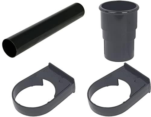Image of FloPlast Miniflo 50mm Downpipe Pack Black, 2 x 1 metre Length with 1 Pipe Socket and 2 Downpipe Brackets