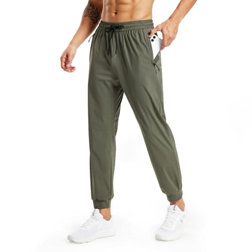 Image of Rane Sports Men's Lightweight Athletic Pants Breathable and Stretchy Jogging Pants Suitable for Fitness Running and Casual wear Army Green XL