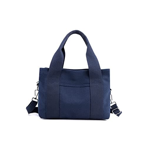 Image of CORIOS Canvas Shoulder Bag Small Tote Bag for Women Casual Top Handle Bag Multi-Pockets Crossbody Bag Ladies Messenger Bag Fashion Handbag Shopping Travel Work Daily Use Satchel Bag Dark Blue