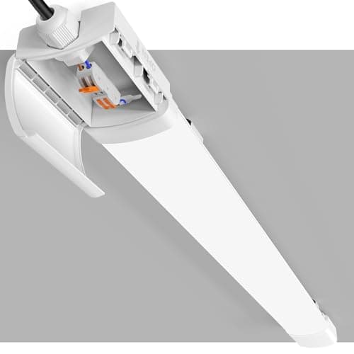 Image of Amdelne LED Batten Light 5ft, 150cm Linkable Garage Lighting, IP65 Waterproof Plug in Strip Lights, 6500K Daylight Ceiling Lights, 45w LED Tubes for Wall, Shed, Loft, Shop, Office, Workshop, Warehouse