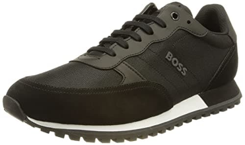 Image of BOSS Mens Parkour-L Runn Mixed-Material Trainers with Branded Side Panel Size 10 Black