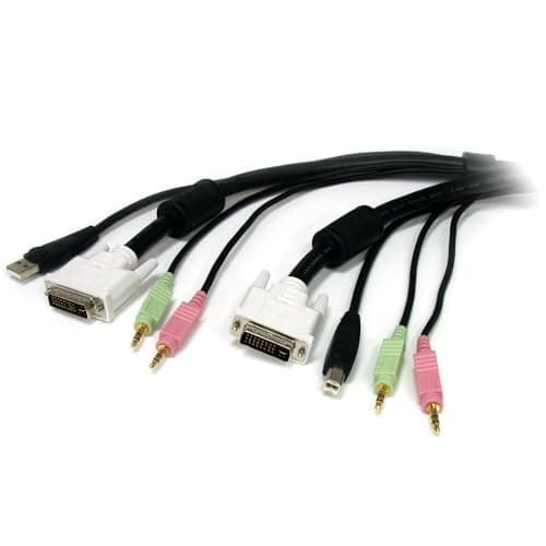 Image of StarTech.com 6 ft 4-in-1 USB DVI KVM Cable with Audio and Microphone - DVI KVM Cable - USB KVM Cable - KVM Switch Cable (USBDVI4N1A6)