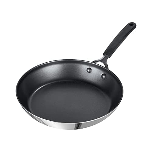 Image of Prestige Made to Last Non-Stick Stainless Steel Frying Pan 25cm – Easy Clean, Induction Compatible, Dishwasher & Oven Safe, Silver