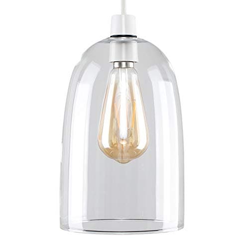 Image of MiniSun | Modern Clear Dome Shaped Glass Ceiling Light Shade | Pendant Lights, Home Décor & Improvement Essential | Includes 4W LED Bulb [2700K Warm White] | 15cm Shade Width