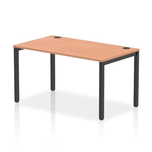 Image of Mr Office Impulse Single Starter Bench Desk - 800mm deep, Black Frame, Beech, 1400