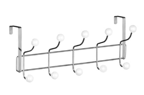 Image of Premier Housewares Chrome Over Door Hanger with Ten Ball Hooks | Stylish Storage Solution for Jackets, Scarves, Hats, and Towels | Space-Saving Design for Any Living Space