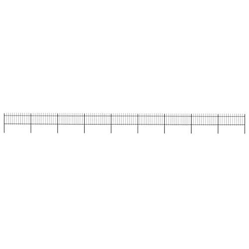 Image of vidaXL Garden Fence Spear 15.3x0.8m Outdoor Panel Barrier Border Decorative Landscape Privacy Edges Black Steel Rust-Resistant Metal