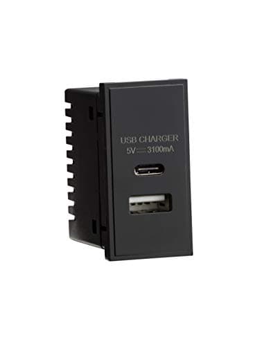 Image of Knightsbridge NETUSBC Dual USB A+C Charger (3.1A) Module 25 x 50mm - Black