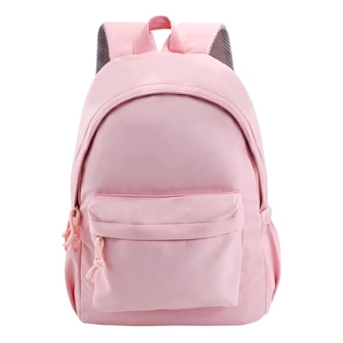 Image of CutitiUU School Backpack,Nylon Lightweight Casual Student Shoulder Bag,Lightweight Water Repellent Backpack Men School Bag Women Children Boy,Soft Fabric Backpack Basic Daypacks (Pink)