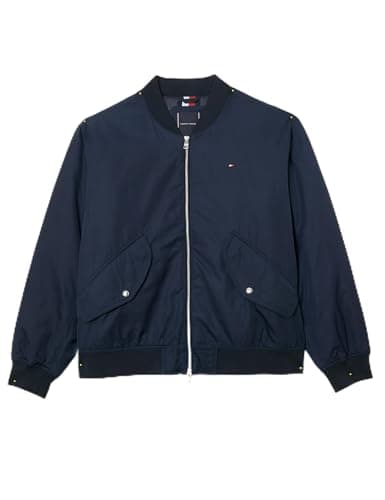 Image of Tommy Hilfiger Men's Baseball Collar Authentic Bomber Jacket, Blue (Desert Sky), XXL
