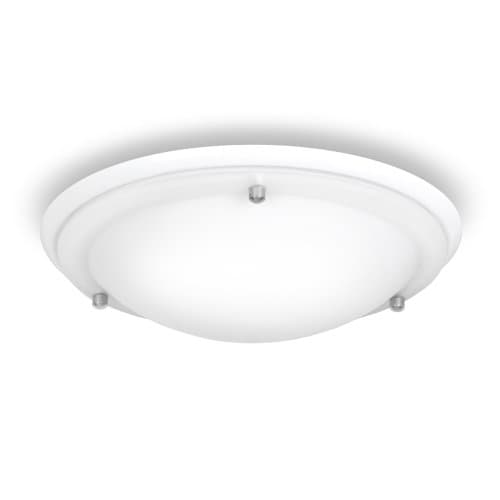 Image of MiniSun | Modern IP44 Disc Shaped White Gloss & Frosted Glass Flush Bathroom Ceiling Light | Bathroom & Home Improvements Essential | 4w LED ES E27 Warm White Bulb | Mains Wired
