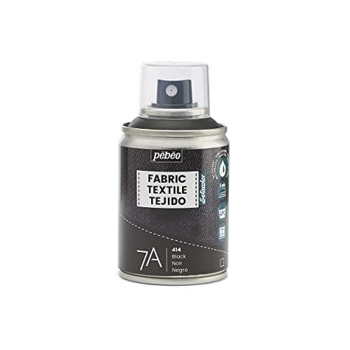Image of Pebeo Fabric Paint Spray for Textiles 7A Spray Natural and synthetic fabrics Water-based Solvent-free Permanent Fabric Dye Machine-Washable Spray Paint for textile design,Black,100 ml(Pack of 1)
