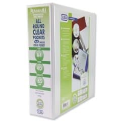 Image of Elba Panorama Presentation Ring Binder PVC 4 D-Ring 65mm Capacity A4 White Ref 400001305 [Pack 10]