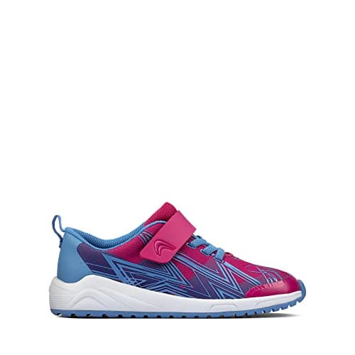Image of Clarks Aeon Pace Youth Textile Trainers in Pink Combi Standard Fit Size 4½