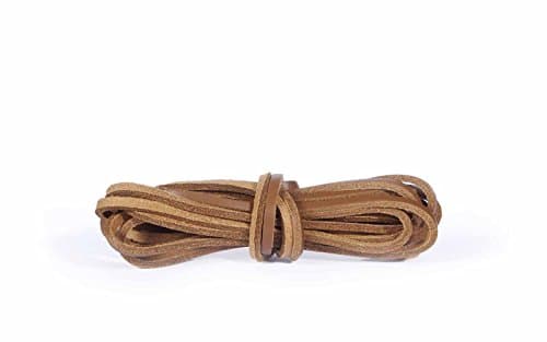 Image of Kaps Leather Laces, 100% genuine quality leather shoe boot laces, made in Europe, 140 cm - 55 inch - 8 to 10 eylet pairs, 36 - Natural