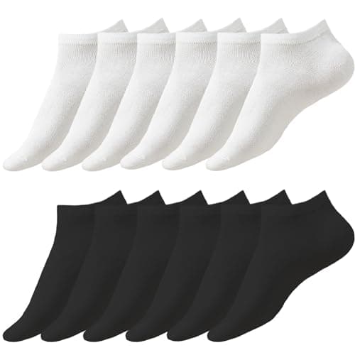 Image of KEYRI 6 Pairs Women’s Ankle Socks Low Cut Trainer Socks, Athletic Sosks Sports Sock Unisex Casual Sock, All Seasons Sosk Soft Durable Breathable Size 4-7 One Size Fits All (Cotton, 3 Black + 3 White)