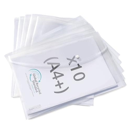 Image of Rapesco 1816 ECO Popper Wallets, A4+, Clear Transparent, Pack of 10