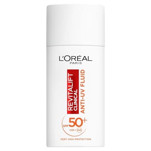 Image of L’Oréal Paris Revitalift Clinical SPF 50+ Invisible UV Fluid, Protect, Prevent and Improve Ageing Signs, Non-Oily Formula for All Skin Tones, Advanced UV Protection and Antioxidant Vitamin C, 50ml