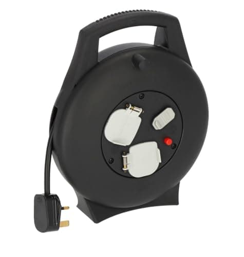 Image of Brennenstuhl Vario Line Extension Reel 2-way with USB and 10m cable (Made in Germany, indoor Cable Reel with USB charging function, safety cut-out) black