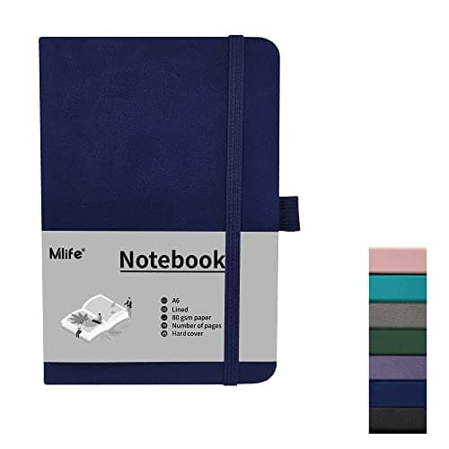 Image of Mlife A6 Small Journal Notebook, Lined Pocket Notebook with Pen Holder, Hardback, 192 Pages, 3.9 inches * 5.5 inches - for Women and Men (Blue)