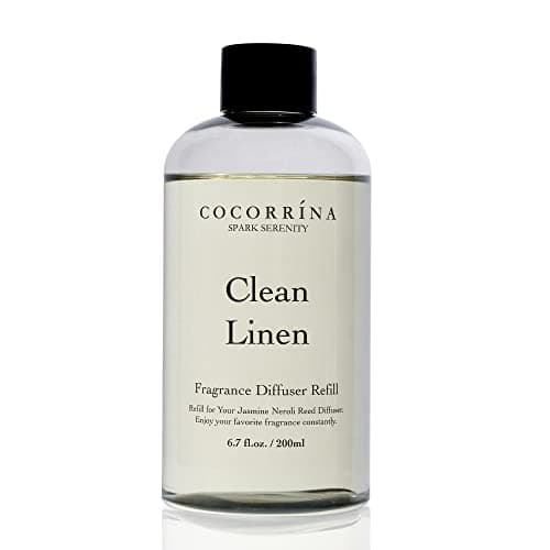 Image of COCORRÍNA Reed Diffuser Refill with 8 Sticks, Clean Linen 200ml Scented Oil Refill for Reed Diffuser Home Fragrance for Bedroom, Bathroom Office Home Décor