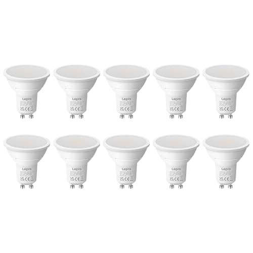 Image of Lepro GU10 LED Bulbs, Warm White 2700K, 4.5W 345lm, 50W Halogen Spotlight Bulb Equivalent, Energy Saving GU10 LED Light Bulbs, 100° Wide Beam, Non-dimmable, Pack of 10