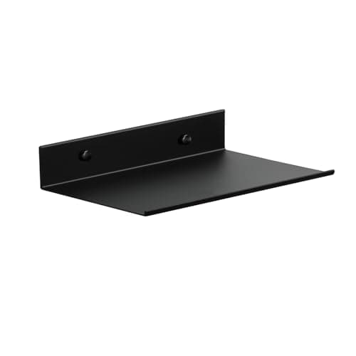 Image of Z metnal 25cm Small Floating Shelf, Matt Black Aluminium Wall Display Shelf, Mini Wall Mounted Shelving for Collectibles Bedroom Bathroom, 1 Pack