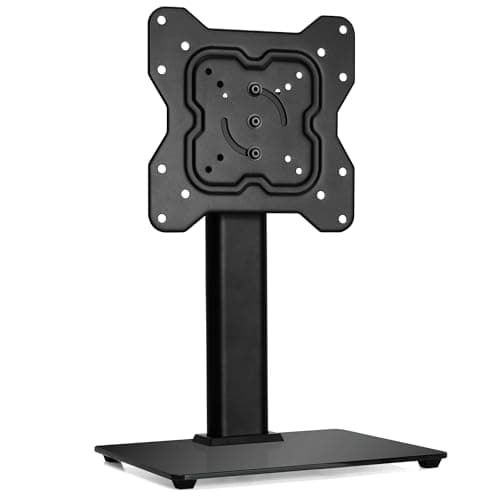 Image of Futura Universal TV Stand, Swivel, Rotation & Height Adjustable Table TV Stand for 17–55 Inch TVs, Tempered Glass Base Pedestal TV Stands with Bracket, Max VESA 200x200mm, 20kg Load & Cable Management