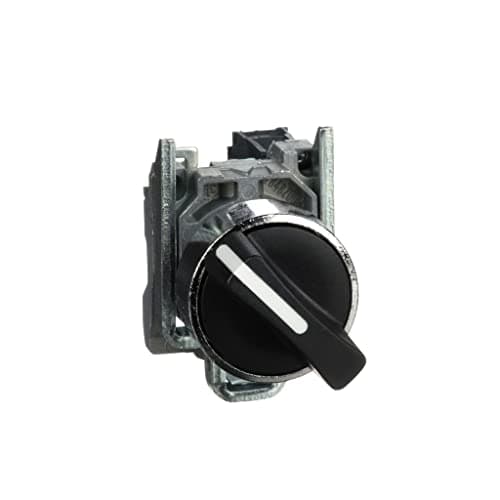 Image of Schneider Electric Harmony XB4 - Selector Switch, Metal, 2 Positions, Spring Return from Right to Left, Standard handle, 1NO, 22 mm Mount, XB4BD41, Black