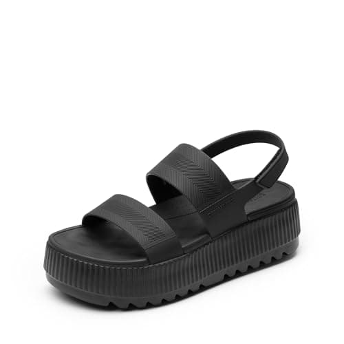 Image of DREAM PAIRS Women's Platform Water Sandals Adjustable Lightweight Waterproof Summer Beach Wedge Chunky Sandals,Size 6,All Black,SDWS26002W