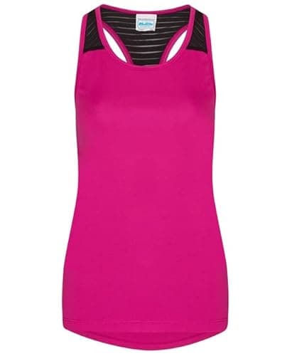 Image of AWDis Just Cool JC027 Ladies Cool Smooth Workout Vest - Hot Pink/Black - L