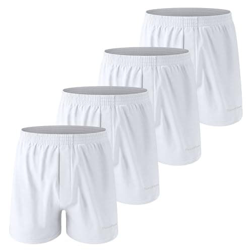 Image of Norcotton Men's Boxers Underwear 4-Pack, Moisture-wicking Cotton Boxers, Tagless Design with ComfortFlex Waistband (UK, Alpha, L, Regular, Regular, White)
