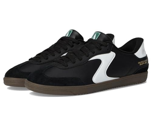 Image of Skechers Men's Hotshot Relegate Sneaker, Black Duraleather/Suede/White Trim, 8 UK