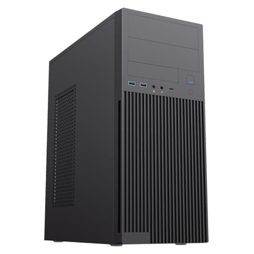 Image of CiT Academy Office Business PC Case with 500W PSU, USB Type-C, 2 x USB 3.0, 80mm Rear Fan - Mid-Tower ATX Computer Case | Black