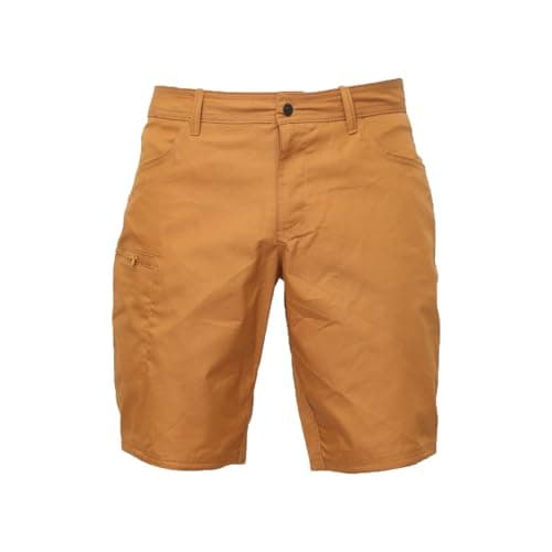 Image of Men's 100% Cotton Denim Cargo Shorts – Lightweight Summer Combat Style with 5 Pockets & Zip Thigh Pocket – Casual Work, Travel & Outdoor Shorts- (Mustard 36)