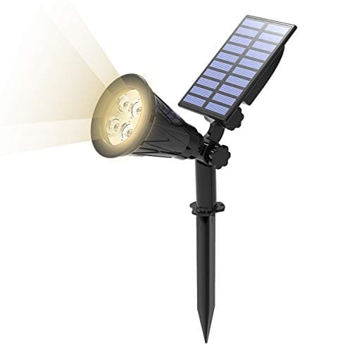 Image of T-SUN LED Solar Spotlights, Super Bright 250LM Outdoor Security Garden Landscape Lamps, Natural White 4000K, Auto On/Off, 180°Angle Adjustable for Patio,Tree,Deck,Wall,Pool Area