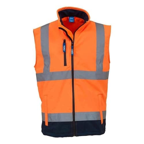 Image of Yoko Men's Yk050/Hv006 Hi-Vis Softshell Gilet - Oran/Nav, 3X-Large