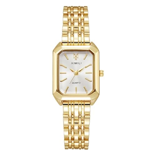 Image of OFFCUP Women's Quartz Watch, 32MM Classic Square Watches, Analogue Display Stainless Steel Strap Quartz Watch, Fashion Casual Dress Wrist Watch for Women Ladies Girls (White Dial)