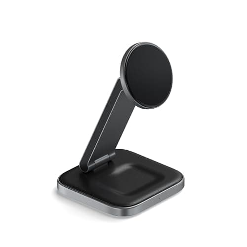 Image of SATECHI 2 in 1 Wireless Charger, Qi2 15W Dual Wireless Charger Stand, Magnetic, Foldable Travel Charger Station for iPhone 17 to 12 Series, and AirPods Pro 4/3/2